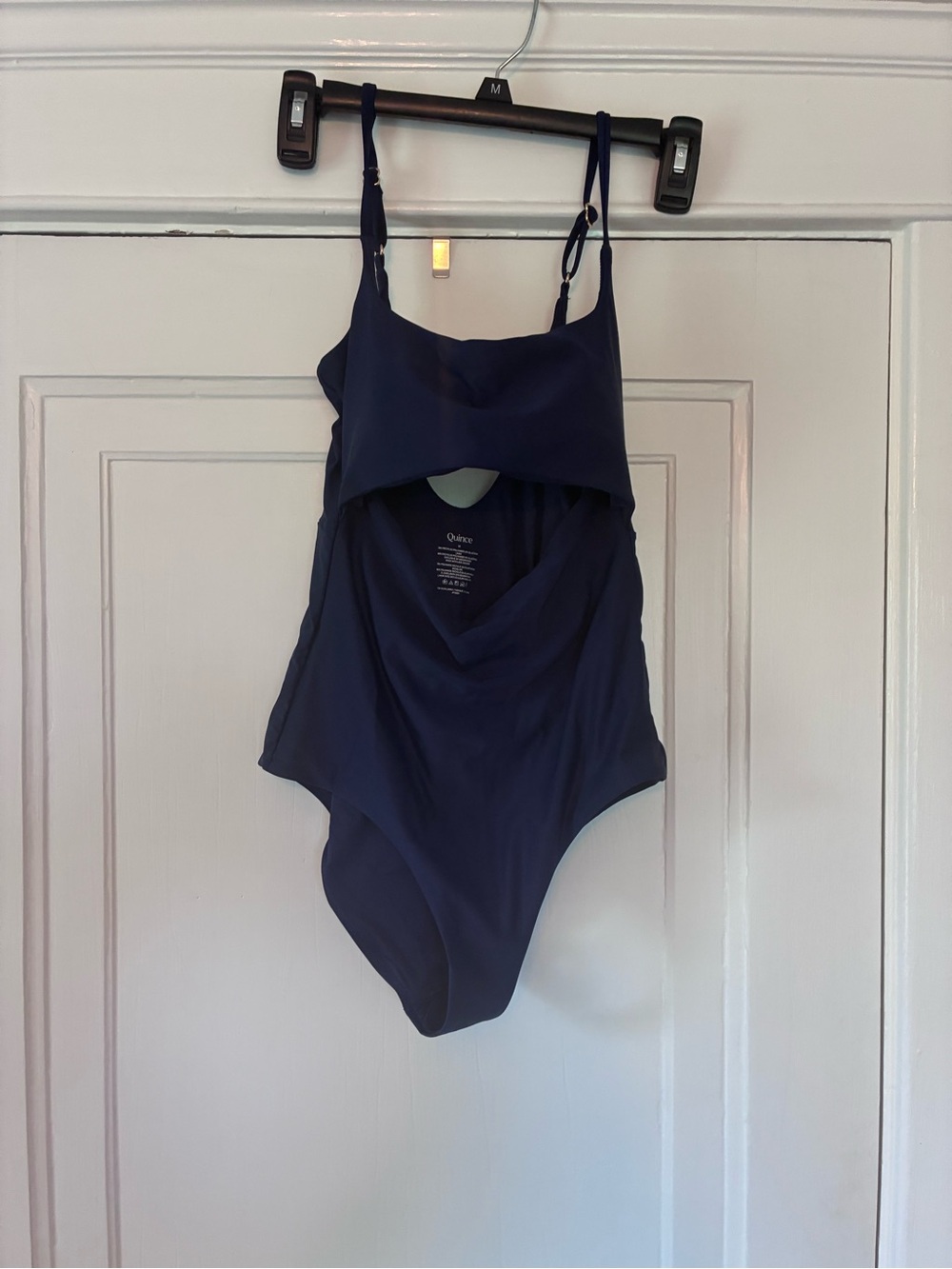 Quince Women’s Italian Cut Out One-Piece Swimsuit, Navy. NWT